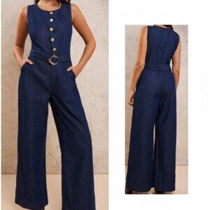NEW 2026 Dark Blue Denim Jumpsuit Medium 8-10